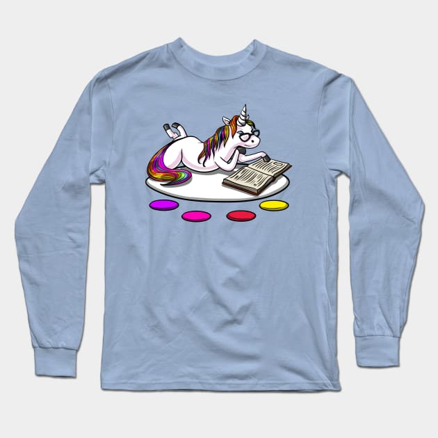 Unicorn Reading Book Long Sleeve T-Shirt by underheaven